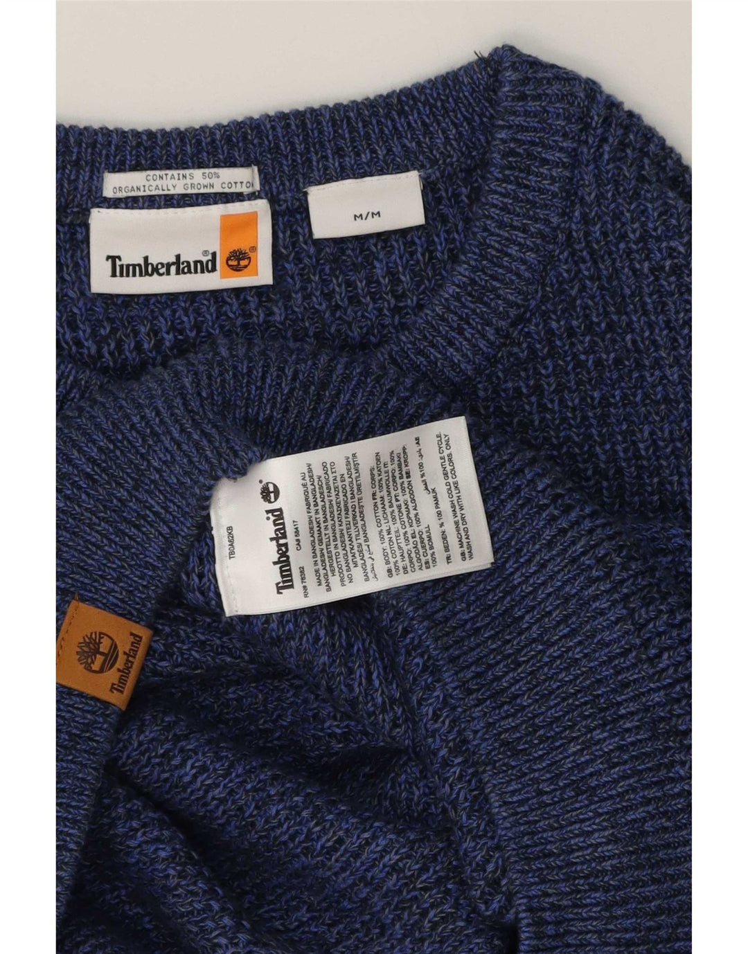 Timberland Mens Crew Neck Jumper Sweater Medium Blue Cotton