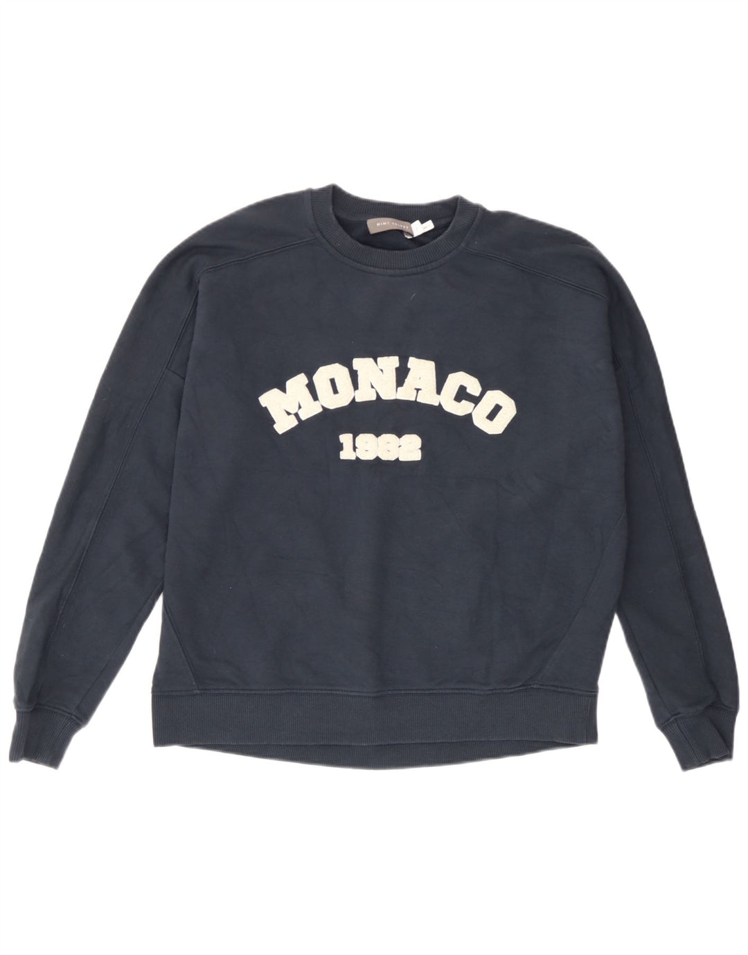 MINT VELVET Womens Graphic Sweatshirt Jumper UK 10 Small Navy Blue