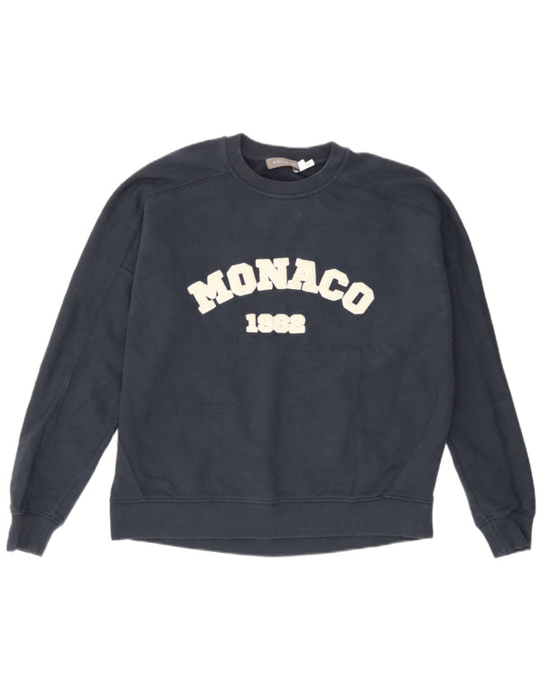 MINT VELVET Womens Graphic Sweatshirt Jumper UK 10 Small Navy Blue