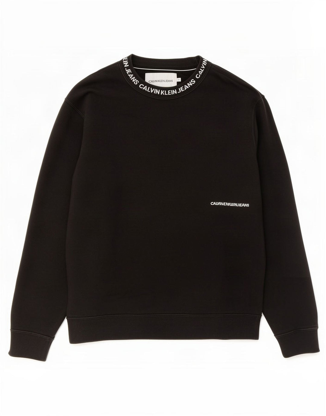 Calvin Klein Jeans Mens Graphic Sweatshirt Jumper Medium Black Cotton
