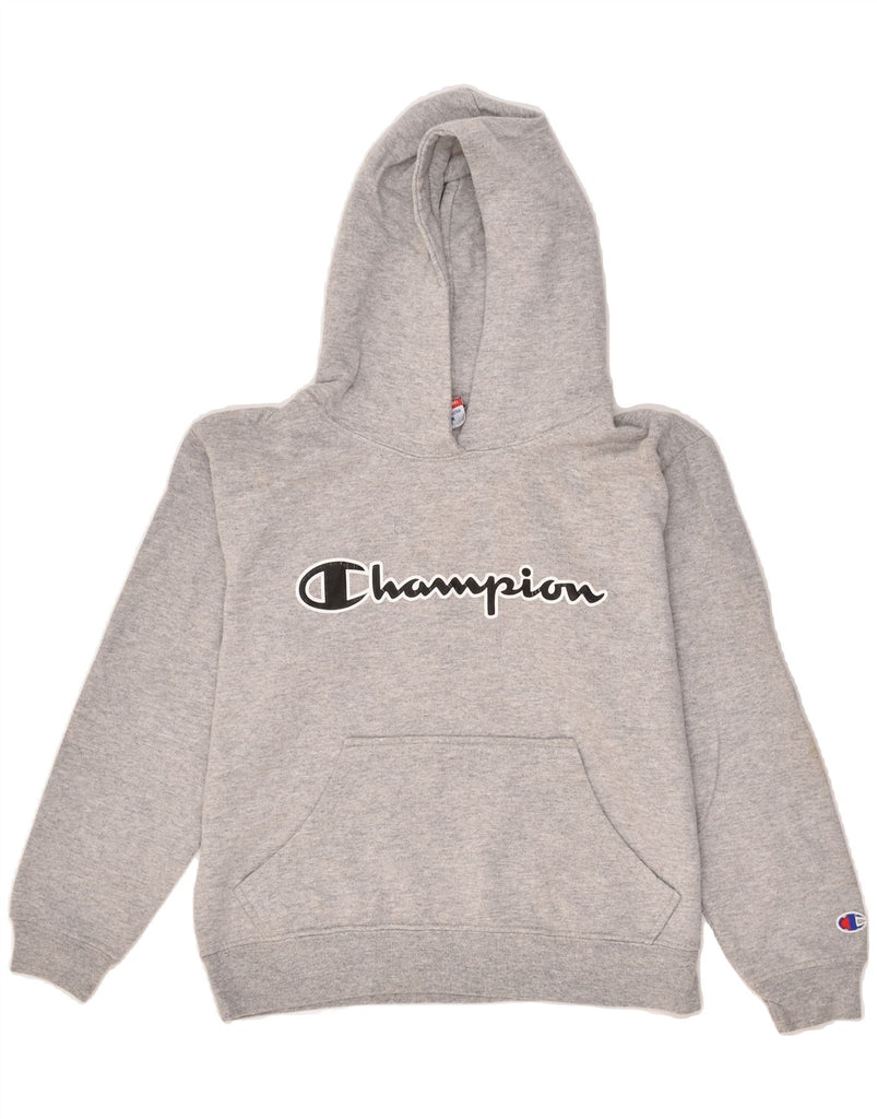 CHAMPION Boys Graphic Hoodie Jumper 10-11 Years Medium Grey Cotton | Vintage Champion | Thrift | Second-Hand Champion | Used Clothing | Messina Hembry 