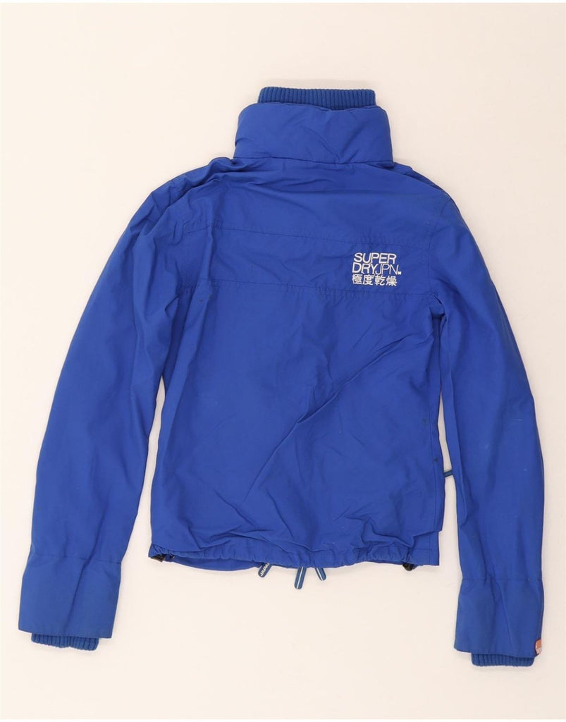 SUPERDRY Womens Graphic Rain Jacket UK 6 XS Blue Nylon Vintage Superdry and Second-Hand Superdry from Messina Hembry 