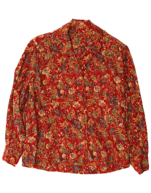 Vintage Womens Shirt UK 16 Large Red Floral