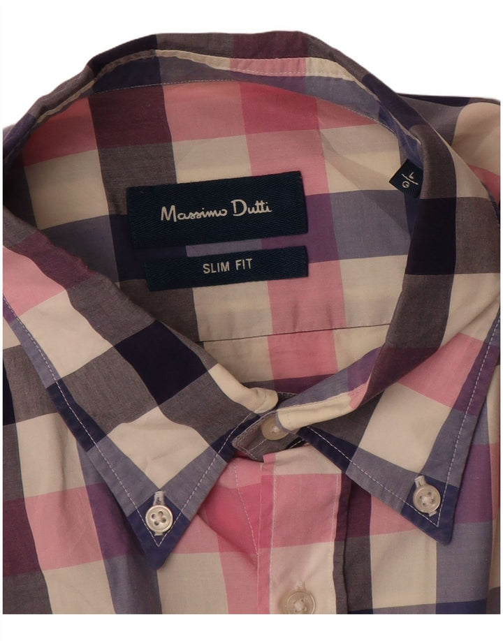 MASSIMO DUTTI Mens Slim Fit Shirt Large Multicoloured Check