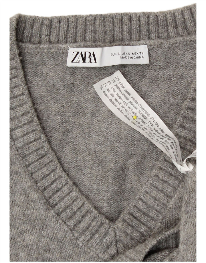Zara Womens Crop Vest Tank Top UK 10 Small Grey