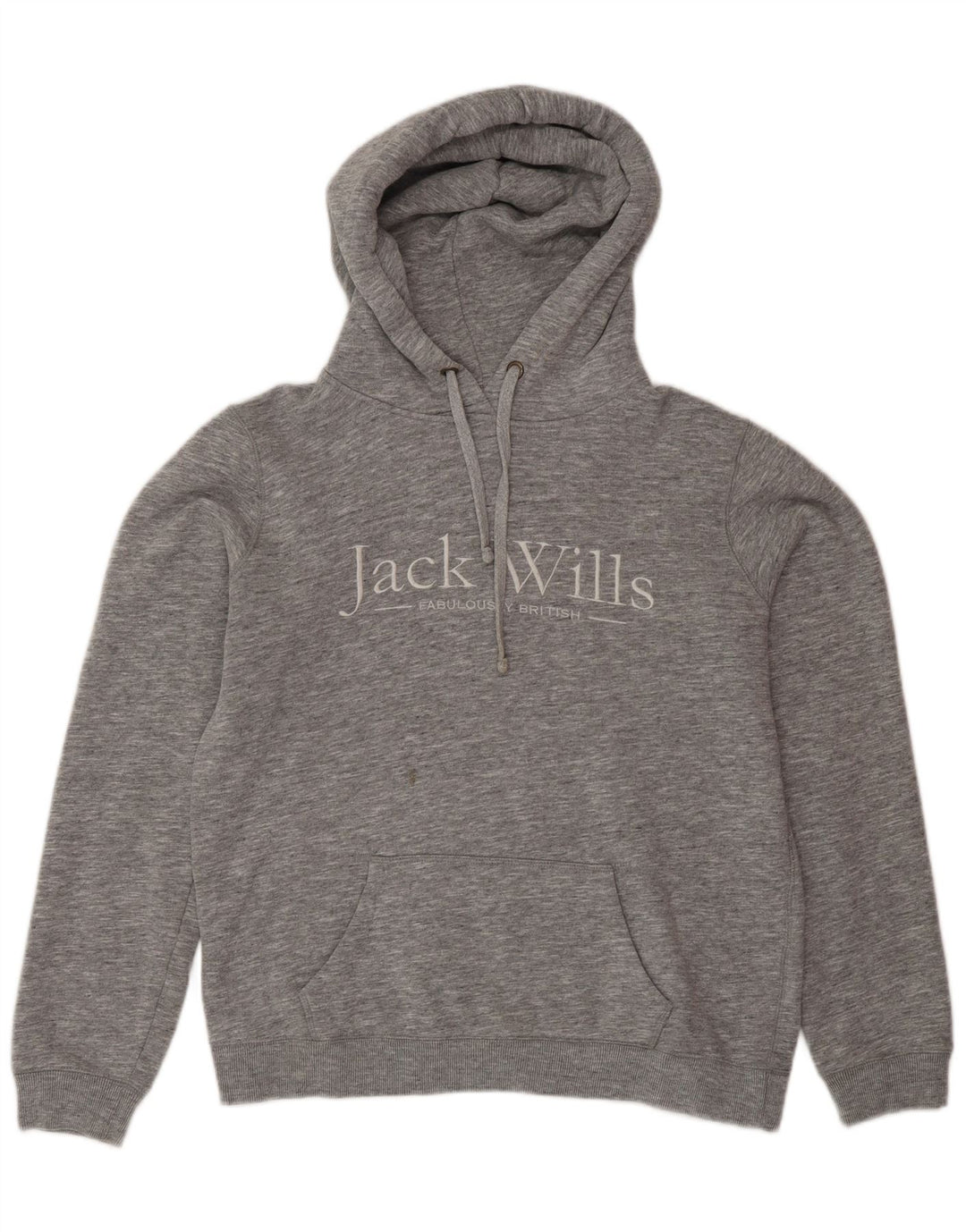 Jack Wills Womens Graphic Oversized Hoodie Jumper UK 12 Medium Grey Flecked