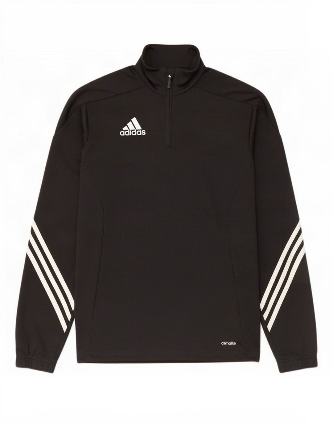 Adidas Mens Climalite Zip Neck Pullover Tracksuit Top Small Black Polyester