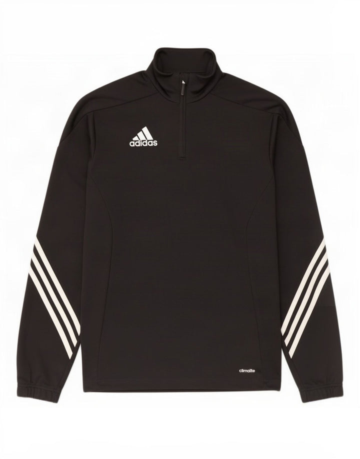 Adidas Mens Climalite Zip Neck Pullover Tracksuit Top Small Black Polyester