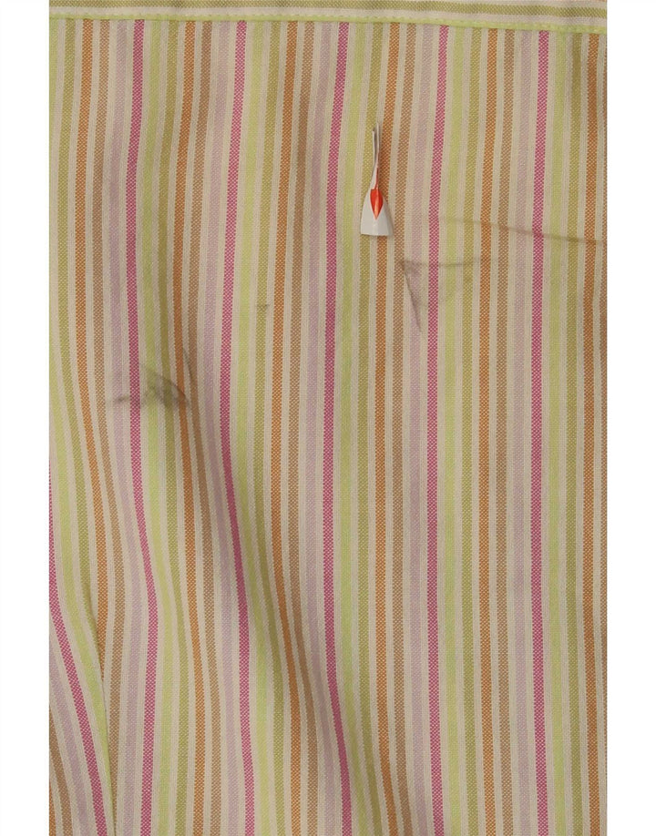 Slam Womens Shirt UK 14 Large Beige Striped Cotton