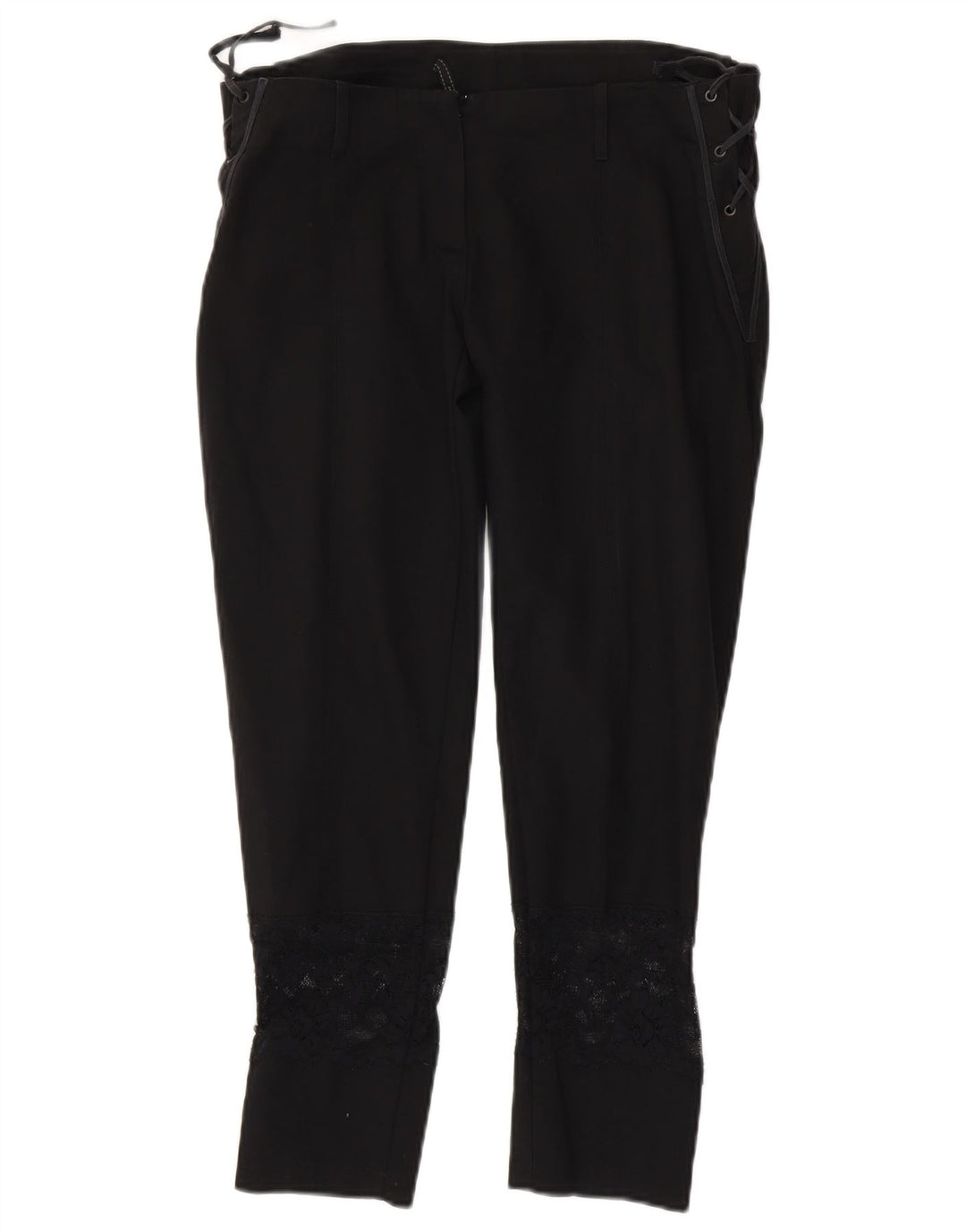 Vintage Womens Slim Cropped Trousers W34 L25 Black