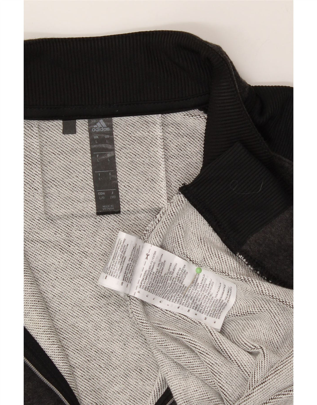 ADIDAS Mens Zip Neck Sweatshirt Jumper Large Grey Colourblock Cotton Vintage Adidas and Second-Hand Adidas from Messina Hembry 