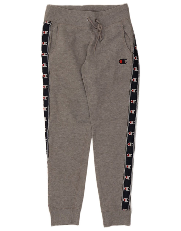 CHAMPION Mens Graphic Tracksuit Trousers Joggers Small  Grey Colourblock