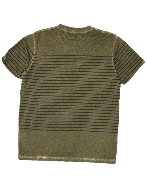 Kappa Mens T-Shirt Top Large Green Striped Cotton