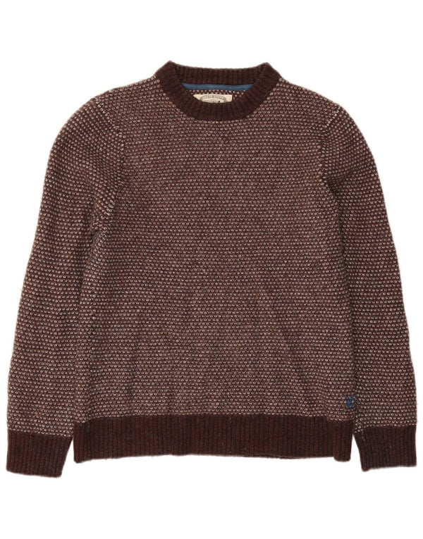 White Stuff Womens Crew Neck Jumper Sweater UK 14 Large Brown Lambswool