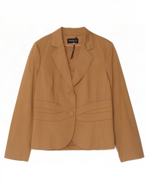 Betty Barclay Womens 2 Button Blazer Jacket UK 16 Large Beige Cotton