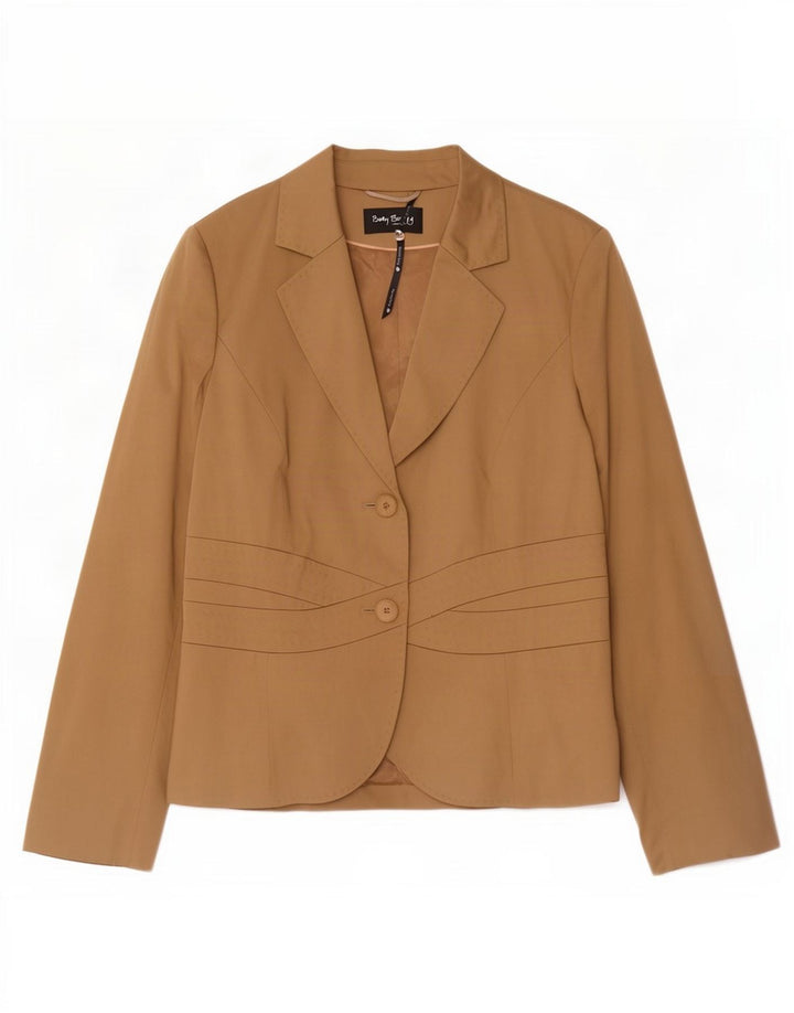 Betty Barclay Womens 2 Button Blazer Jacket UK 16 Large Beige Cotton