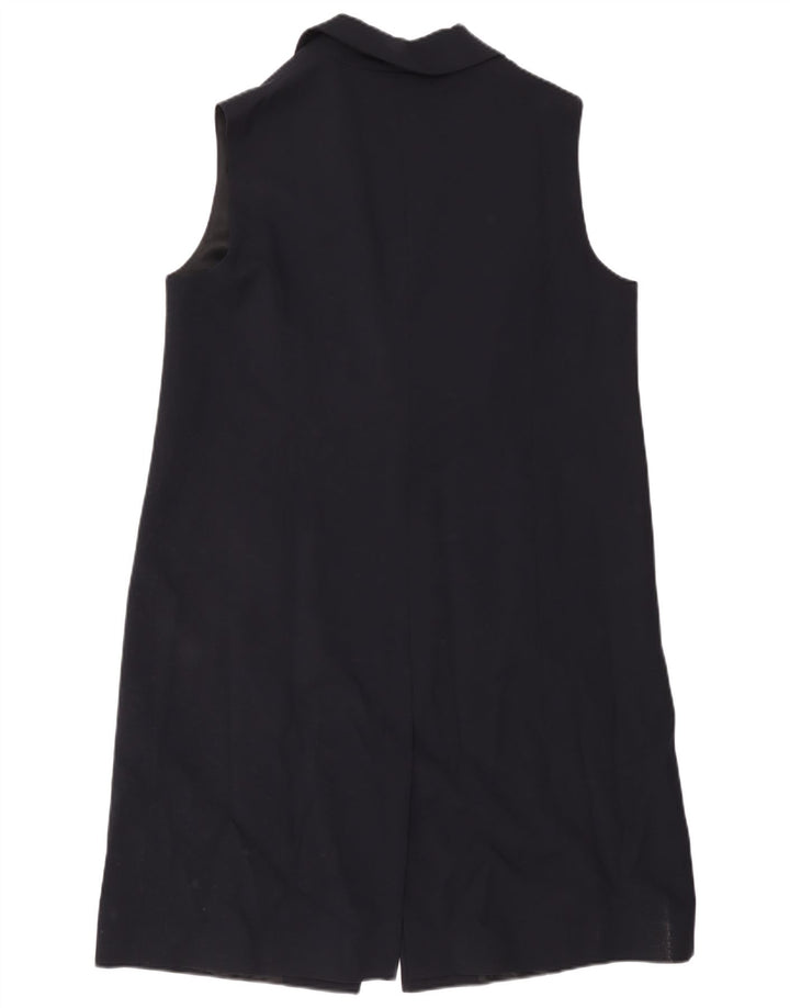 Jaeger Womens Longline Sleeveless Blazer Jacket UK 16 Large Navy Blue