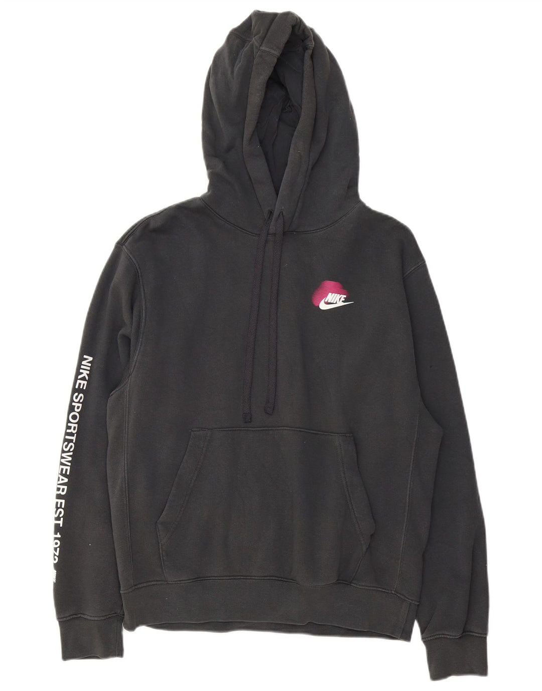 Nike Mens Graphic Hoodie Jumper Small Grey Cotton