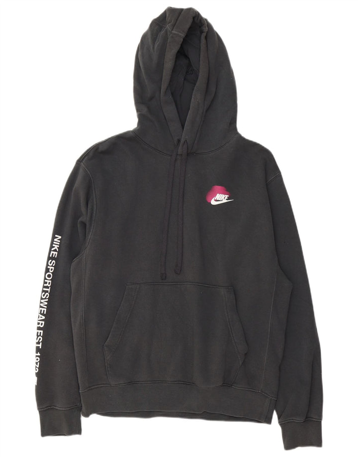Nike Mens Graphic Hoodie Jumper Small Grey Cotton