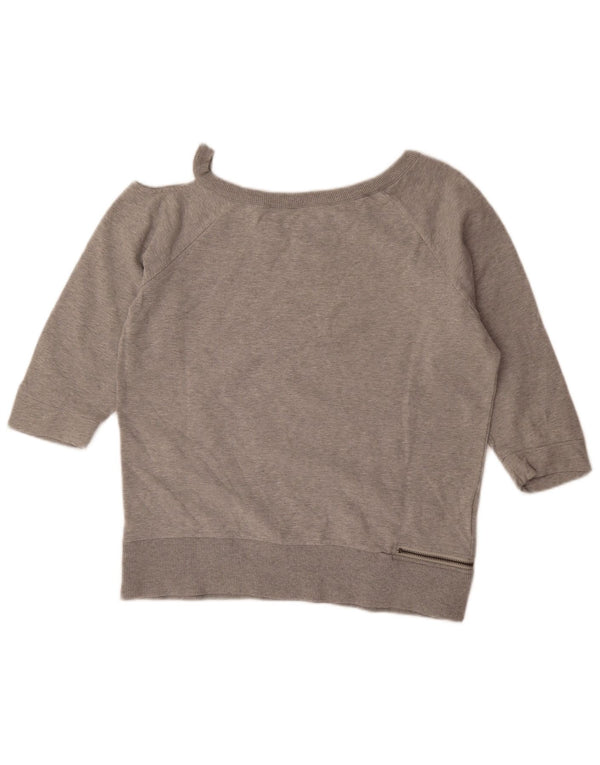 Diesel Womens 3/4 Sleeve One Shoulder Top UK 14 Medium Grey
