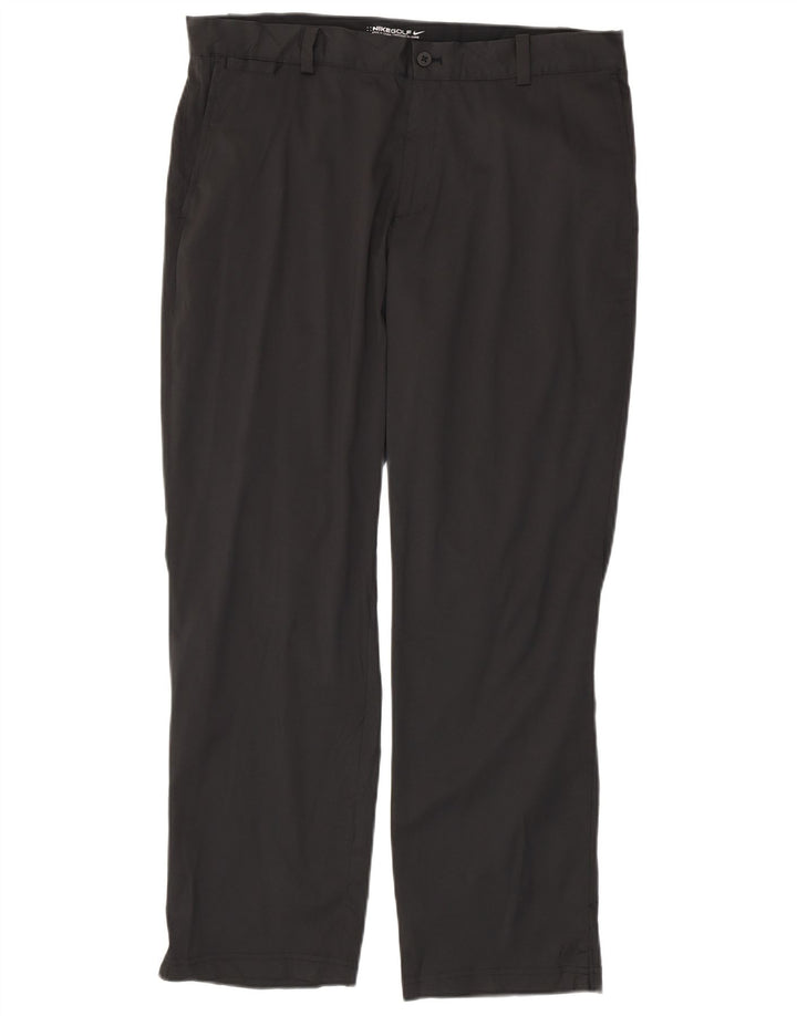 Nike Mens Dri Fit Straight Chino Trousers W35 L30 Black Polyester