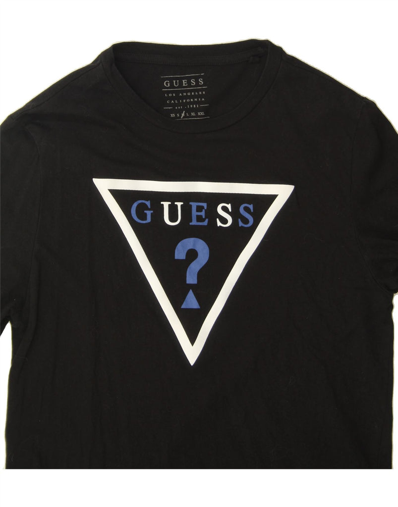 GUESS Womens Graphic Top Long Sleeve UK 12 Medium Black Cotton Vintage Guess and Second-Hand Guess from Messina Hembry 