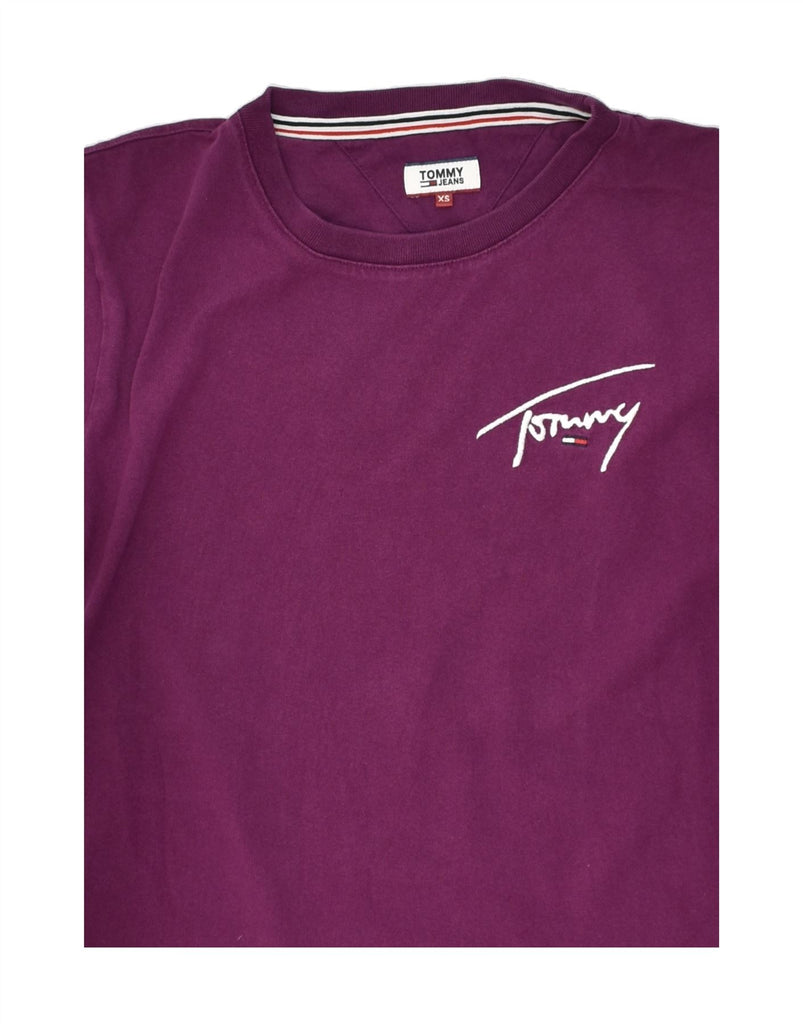 TOMMY JEANS Mens Graphic T-Shirt Top XS Burgundy Cotton | Vintage Tommy Jeans | Thrift | Second-Hand Tommy Jeans | Used Clothing | Messina Hembry 