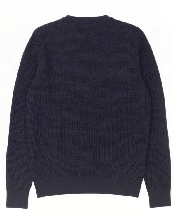 Reiss Mens Cardigan Sweater Medium Navy Blue Cotton