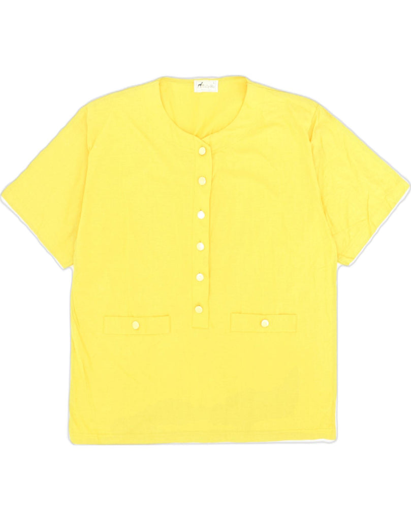 VINTAGE Womens Short Sleeve Pullover Shirt UK 14 Large Yellow Cotton | Vintage Vintage | Thrift | Second-Hand Vintage | Used Clothing | Messina Hembry 