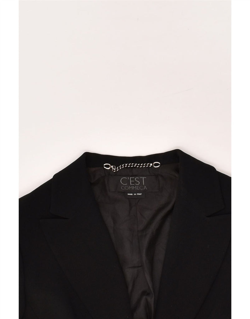 C'EST COMMECA Womens 1 Button Blazer Jacket UK 12 Medium Black Polyester | Vintage C'EST COMMECA | Thrift | Second-Hand C'EST COMMECA | Used Clothing | Messina Hembry 