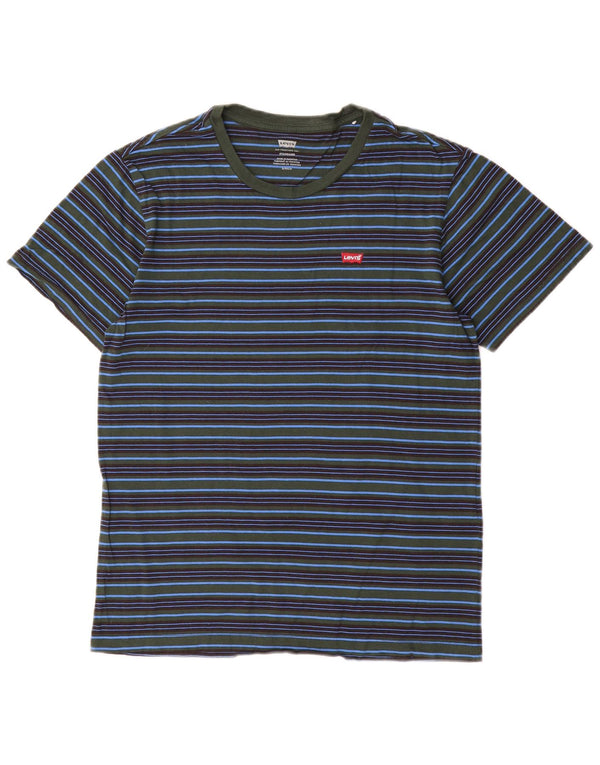 Levi's Mens Standard T-Shirt Top Small Navy Blue Striped Cotton