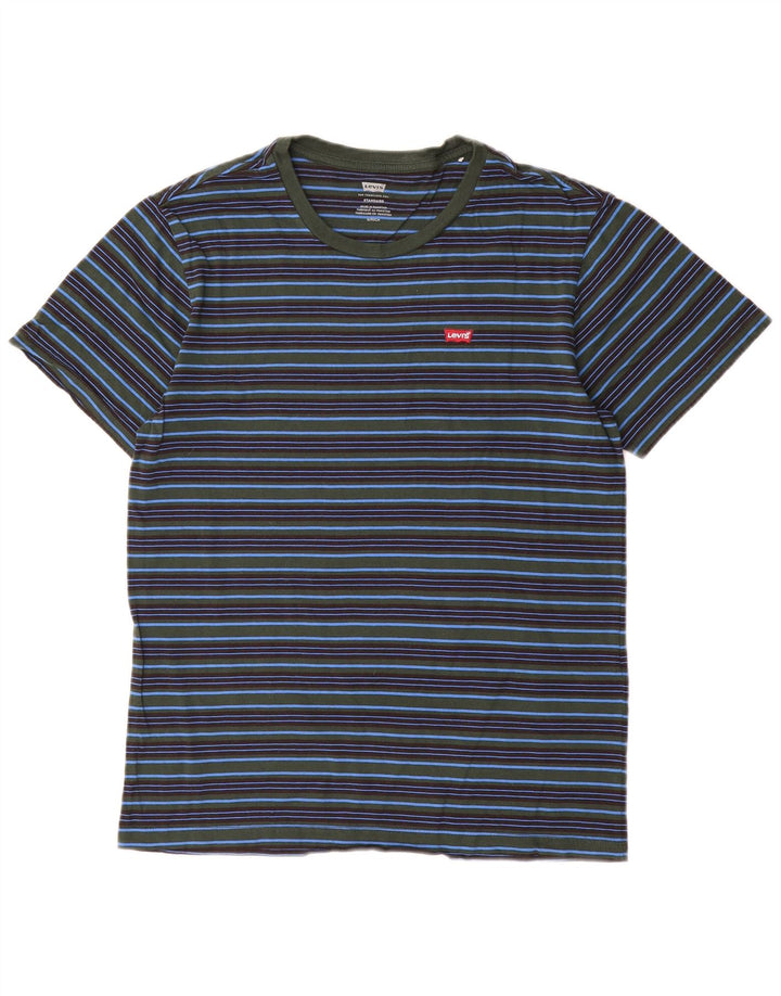 Levi's Mens Standard T-Shirt Top Small Navy Blue Striped Cotton