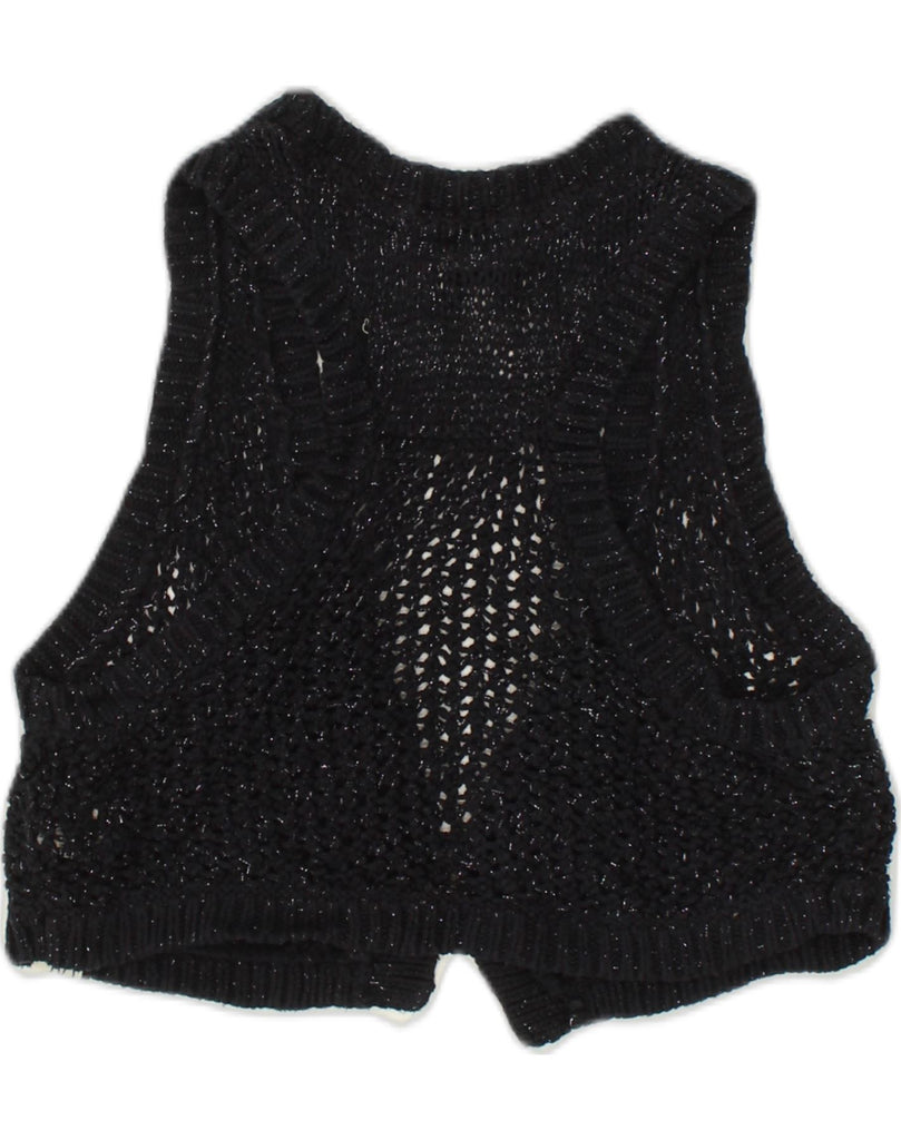 ABERCROMBIE & FITCH Womens Crop Sleeveless Cardigan Sweater UK 18 XL Black | Vintage Abercrombie & Fitch | Thrift | Second-Hand Abercrombie & Fitch | Used Clothing | Messina Hembry 