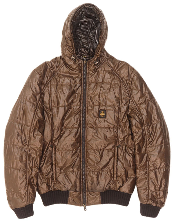 Refrigiwear Mens Sixty Hooded Padded Jacket UK 38 Medium Brown Polyester