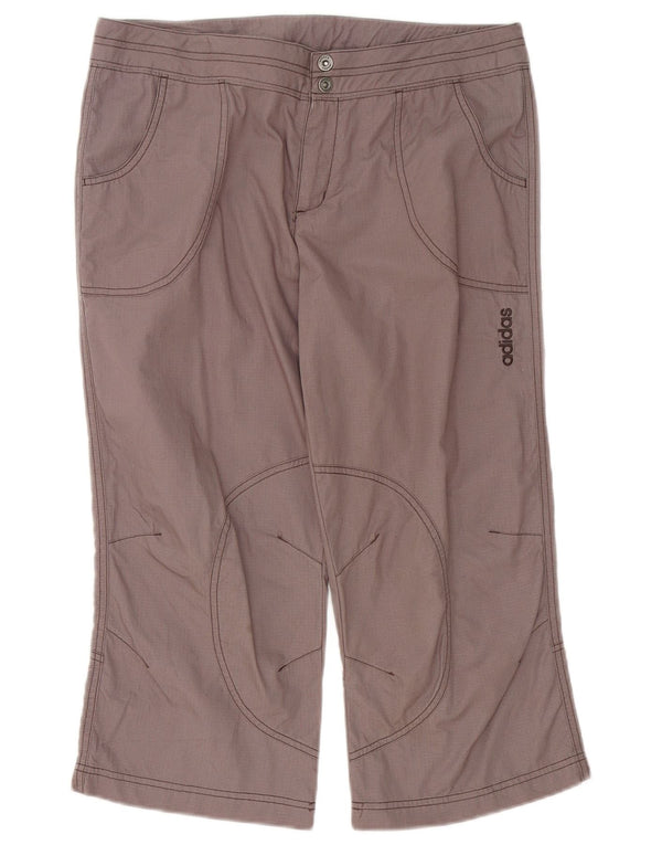 Adidas Womens Straight Capri Trousers UK 12 Medium W32 L22 Grey Cotton