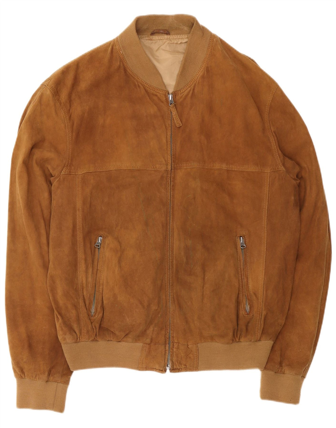 Vintage Mens Suede Bomber Jacket UK 42 XL Brown Leather