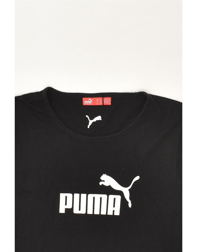 PUMA Womens Graphic Sweatshirt Jumper UK 14 Medium Black Cotton | Vintage Puma | Thrift | Second-Hand Puma | Used Clothing | Messina Hembry 