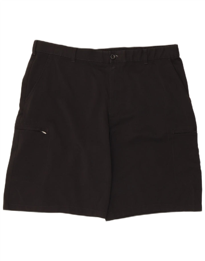 Izod Mens Cargo Shorts W38 XL Black Polyester