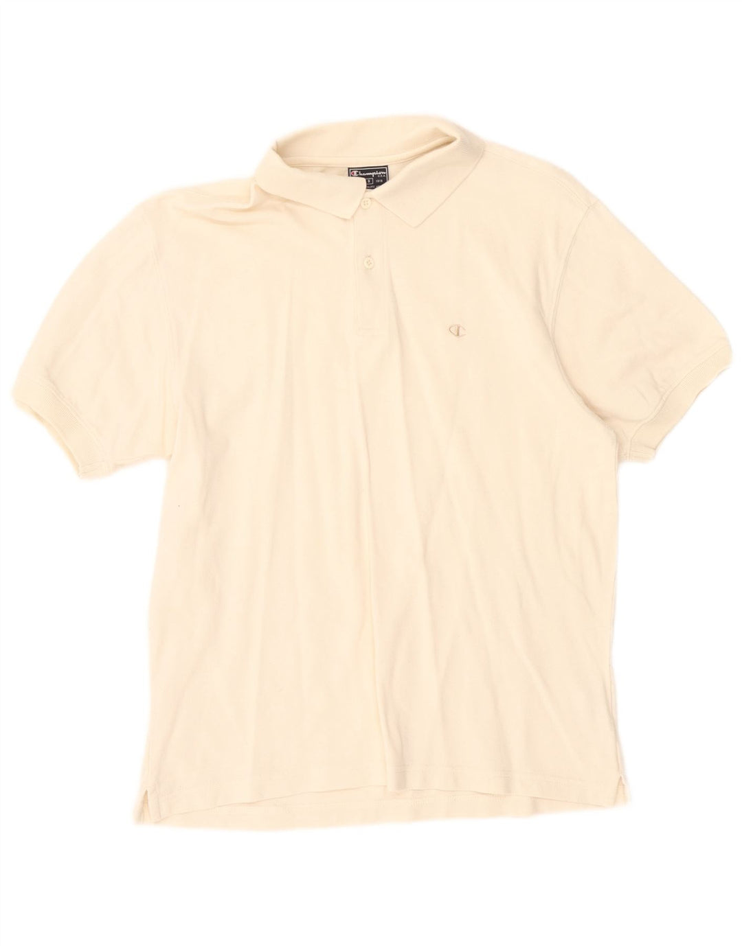 Champion Mens Polo Shirt Small Off White Cotton