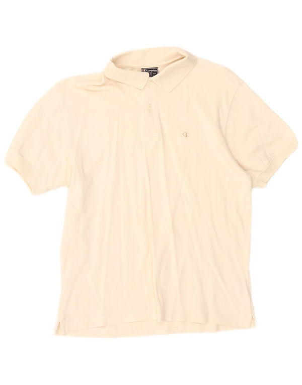 Champion Mens Polo Shirt Small Off White Cotton