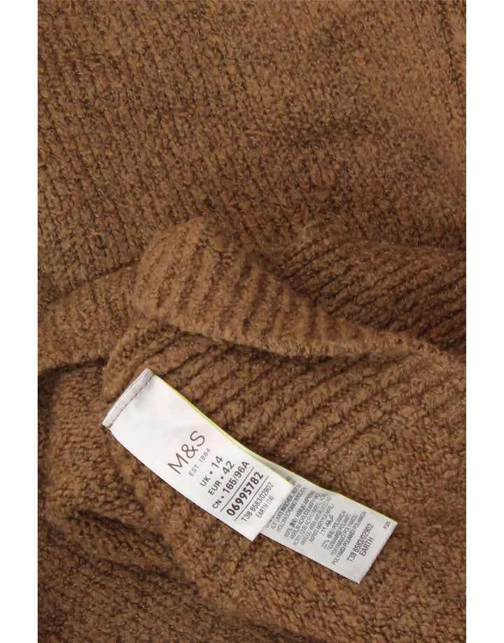 Marks & Spencer Womens Turtle Neck Jumper Sweater UK 14 Large Brown Acrylic