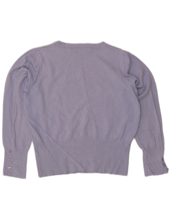 Marks & Spencer Womens Crop Boat Neck Jumper Sweater UK 10 Small Blue