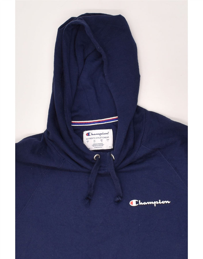 CHAMPION Mens Hoodie Jumper Small Navy Blue Polyester | Vintage Champion | Thrift | Second-Hand Champion | Used Clothing | Messina Hembry 