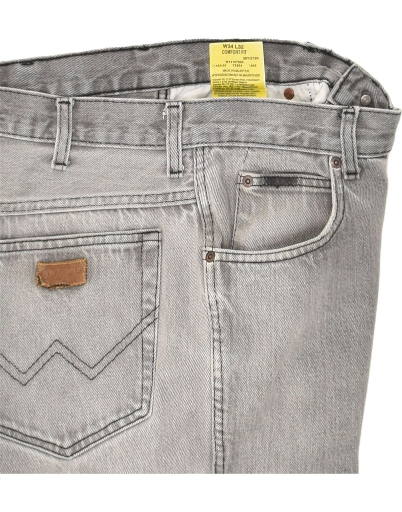 WRANGLER Mens Comfort Fit Straight Jeans W34 L32 Grey Cotton Vintage Wrangler and Second-Hand Wrangler from Messina Hembry 