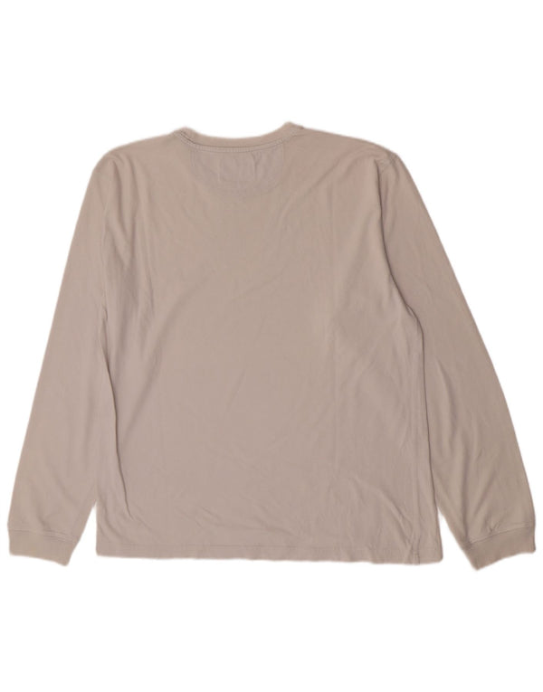 Champion Mens Top Long Sleeve Large Off White Cotton