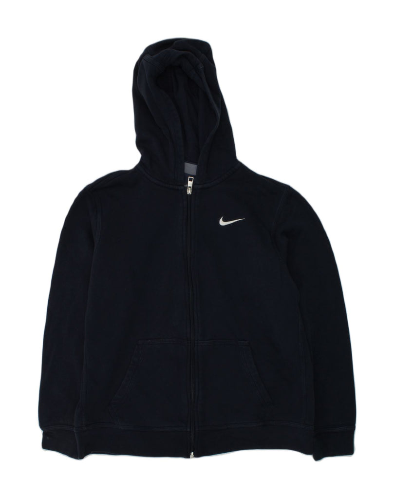 NIKE Boys Zip Hoodie Sweater 13-14 Years Navy Blue Cotton | Vintage Nike | Thrift | Second-Hand Nike | Used Clothing | Messina Hembry 