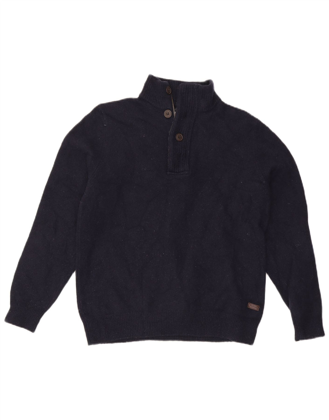 Barbour Mens Zip Neck Jumper Sweater Large Navy Blue Wool