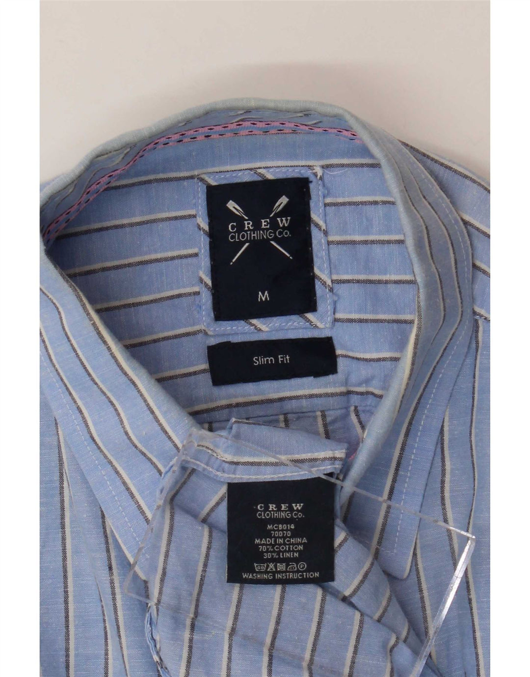 Crew Clothing Mens Slim Fit Shirt Medium Blue Striped Cotton