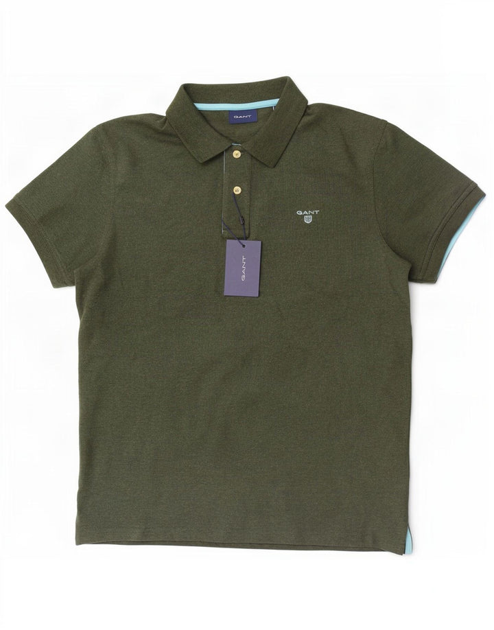 Gant Mens Polo Shirt Large Green Cotton