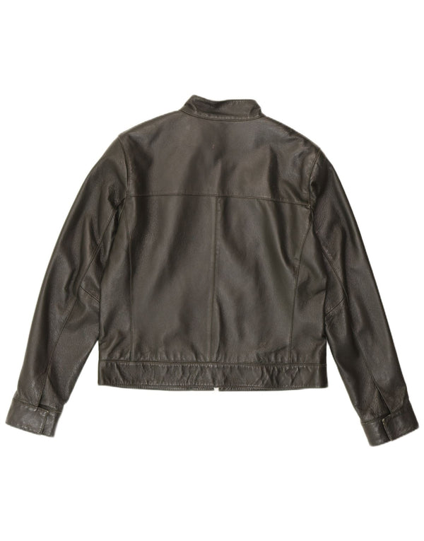 HELLINE Womens Leather Jacket UK 14 Medium  Green Leather